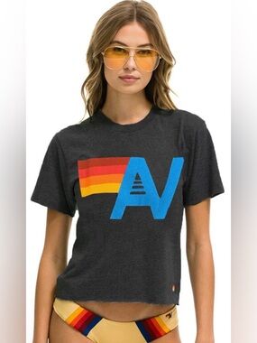 Aviator Nation - Logo Boyfriend Tee - Charcoal size Medium NWOT